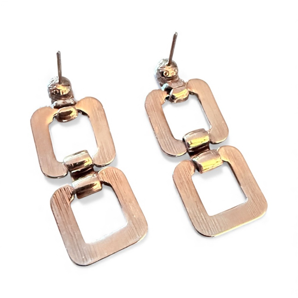 1980’s Vintage Monet Drop Dangle Earrings in Silver and Gold, For Pierced Ears - Picture 4 of 4